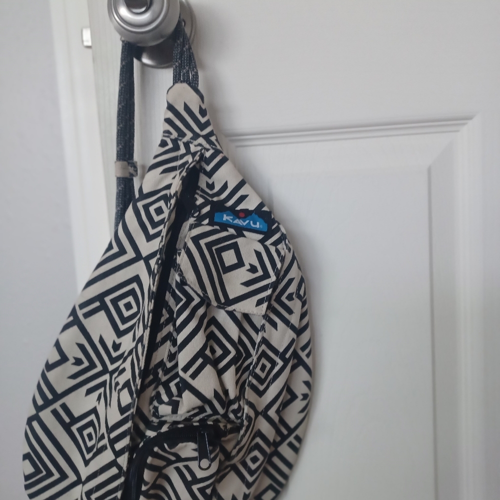 Kavu Black and White Geometric Backpack